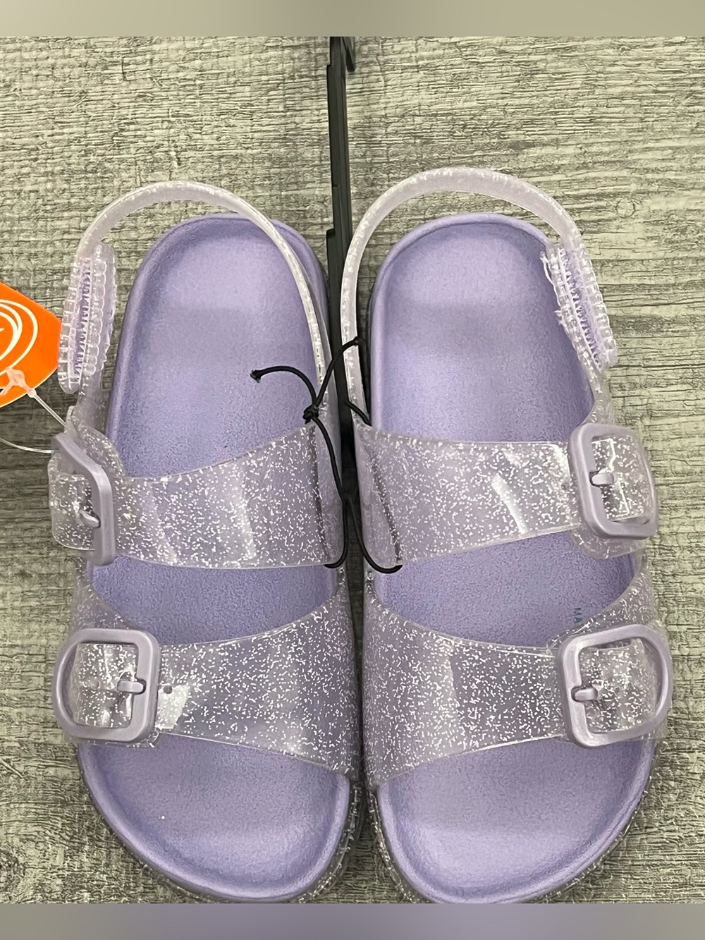 Wonder Nation Strappy Buckle Glitter Adjustable Unisex Kids Sandal US 10 Purple